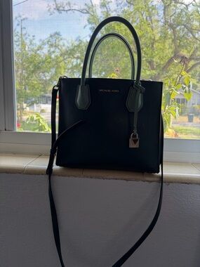 Michael Kors Green Pebbled Leather Satchel with Gold Accent
